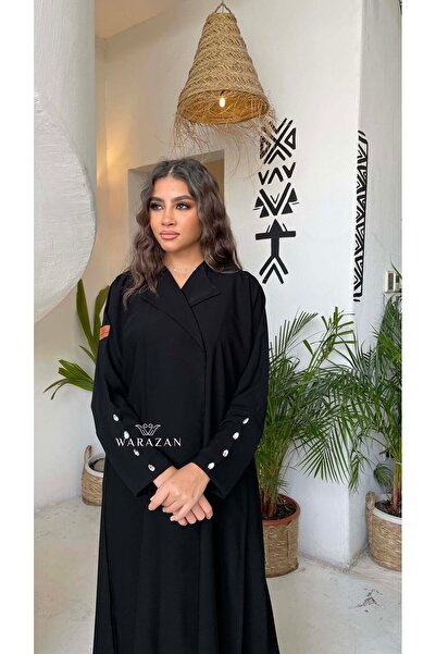 Warazan Formal abaya with crystal buttons on the sleeve for Eid