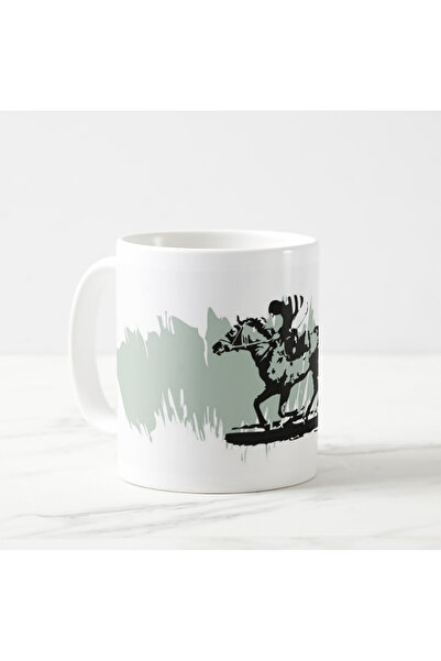 tpkitapevi Racing Horse Themed Porcelain Mug