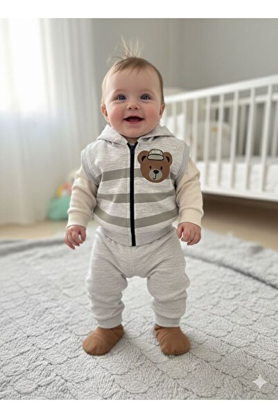 Efemkids 6/24 Months 3-Piece Baby Boy Set 100% Cotton Bear Printed Newborn Ba...