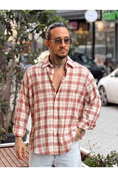 manch collection Oversize Checkered Linen Shirt Tile