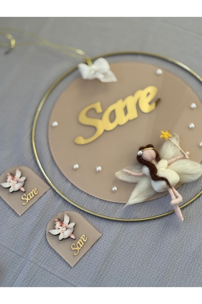 Gökçem hediyelik Bebek üçlü set, kapı süsü , 48li çikolata ve 20 magnet