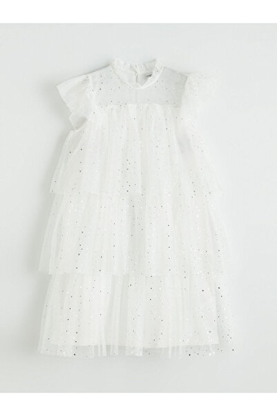 LC Waikiki فستان توتو متعدد الطبقات للفتيات من LCW KidsEkru بياقة مكشكشة