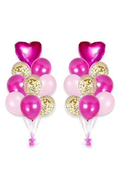 It's Party Time Букет от 18 балона за годишнина, цвят фуксия розов