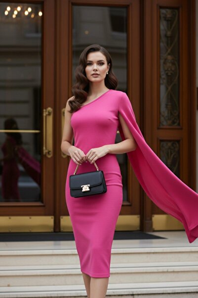 Mossta Φόρεμα για εκδηλώσεις με μία λεπτομέρεια στον ώμο και μήκος μίντι - Ροζ