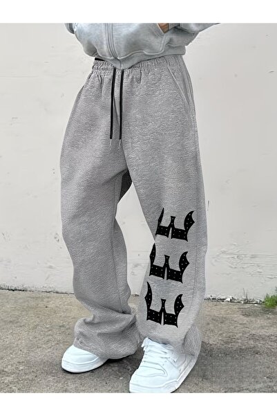macklin Unisex 3 3 3 Leg Printed Baggy Cut Wide Leg Sweatpants