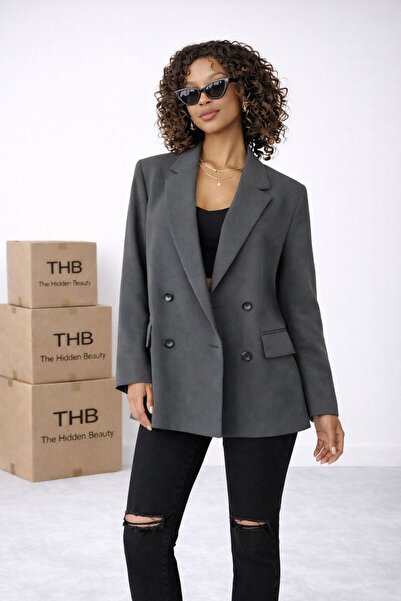 THB.Edition Kadın Oversize Çift Düğme Blazer Ceket