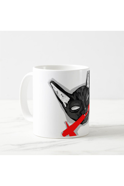 tpkitapevi Black Cat Themed Porcelain Mug