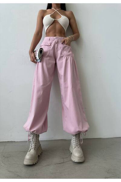 DENİKK Pantaloni din gabardină, cu buzunare, croială largă, stil balon, confo...