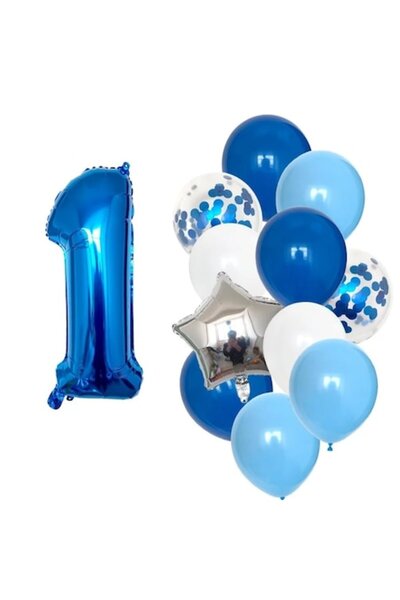 It's Party Time Set de 12 baloane de ziua de naștere pentru băiat de 1 an, cu...
