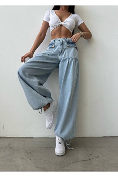 DENİKK Trendy Bellow Pocketed Wide-Let Balloon Fit Comfortable Loose Fit Gaba...