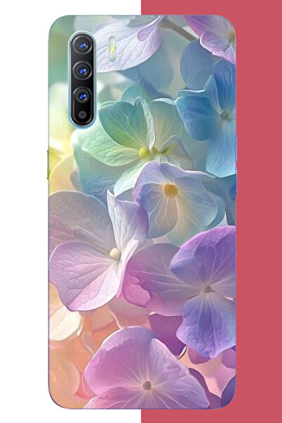 Aksesuarist Oppo Reno 3-A91 Uyumlu renkli çiçek2.jpeg UV Baskılı Silikon Kılıf