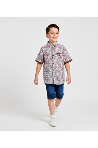 STITCH by MH Kid Boys Contrast Trim Printed Short-Sleeve Shirt | MH