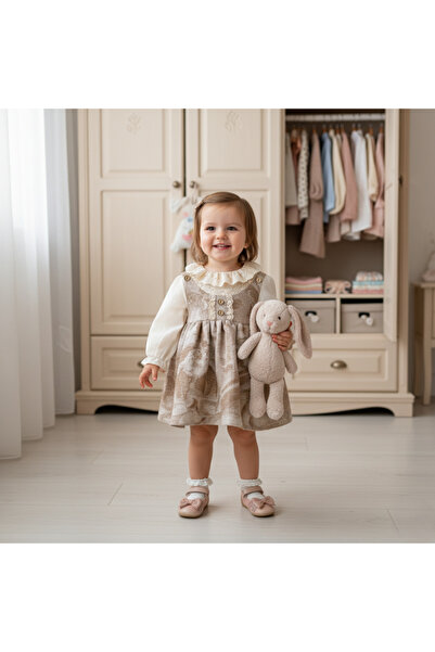 Cumino Kız Bebek Özel Gün ve Günlük - Gömlek ve Parlak Kumaş Elbise