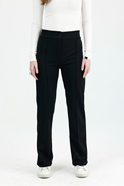 Belinay fashion Women's Lycra High Waist Buttoned Palazzo Trousers