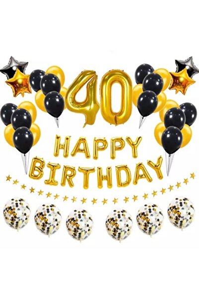 Glam Your Party Σετ 54 μπαλονιών για τα 40α γενέθλια, Χρόνια Πολλά, Κομφετί,