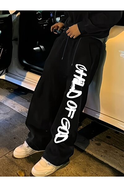 macklin Unisex Child of God Printed Baggy Cut Wide Leg Sweatpants