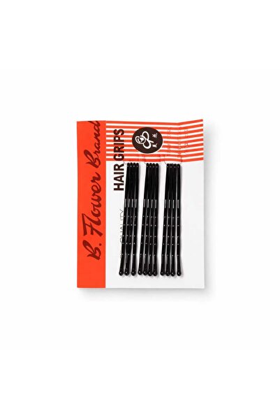 Bittox Siyah Tel Toka 12'li Set-Kaymaz Saç Tokası-Pratik Saç Tokası