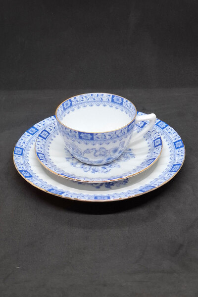 Seltmann- Weiden Bavaria Blau China Series 3 Piece Porcelain Tea Cup and Sauc...