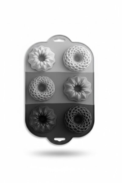 UNDHOME Gray Mixed Shaped 6-Compartment Silicone Cake Mold
