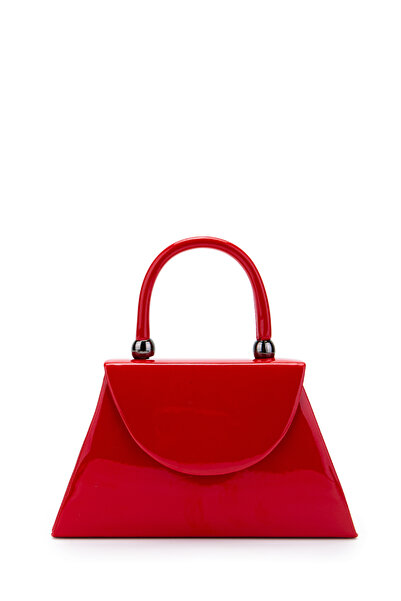 minebag Asymmetrical Design Sasha Handbag Red Patent Leather