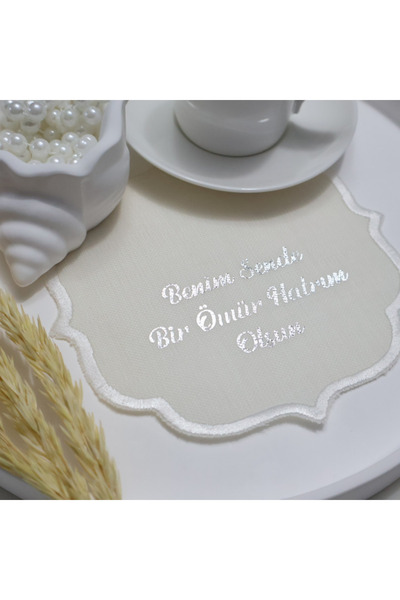 lafazan Gümüş Baskılı Söz Ve Nişanlarınız Için Damat Kahve Peçetesi