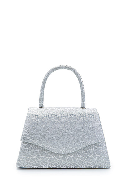 minebag Special Design Shiny Textured Shelia Evening Dress Handbag Silver