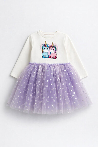 özge başaran Дівчача сукня з довгими рукавами та ліловим тюлем – стильна моде...