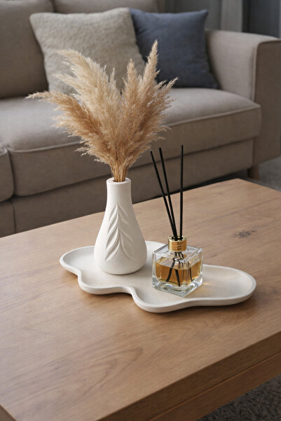 Sisay Home El Yapımı Taş Tozu Dekoratif Tepsi Seti | Vazo ve Oda Kokusu | Ort...