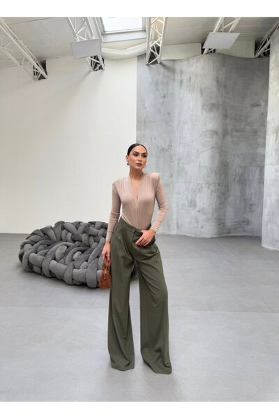 Wear Up    230 Gr Poly Viscose Full Lycra Pleated Palazzo Trousers