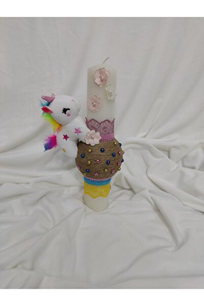 Handmade UNICORN BAPTISM CANDLE
