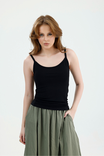 dgs look Thick Strap Basic Black Athlete Top