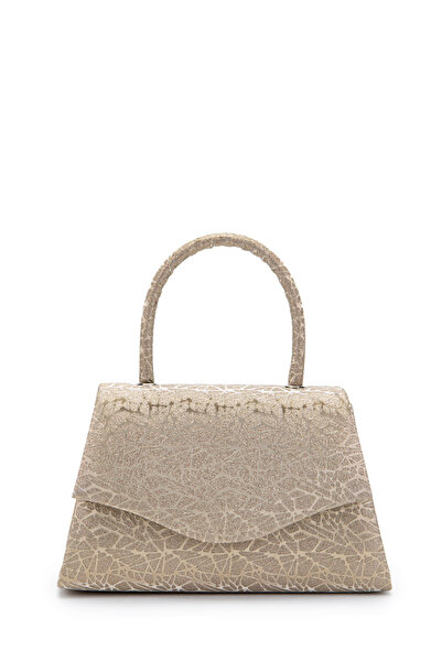 minebag Special Design Glittery Textured Shelia Evening Dress Handbag Gold