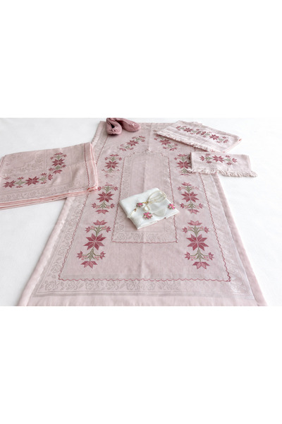 EL YAPIMI Kaneviçe işlemeli seccade set 7 parça