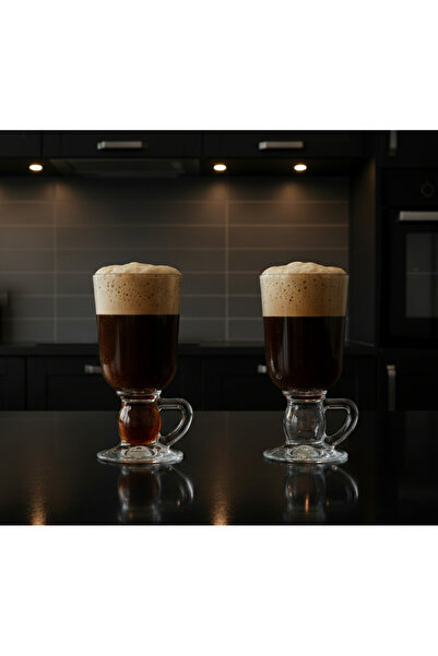 Paşabahçe 2'lü Kulplu Cam Latte Cappuccino Macchiato Irish Coffee Kupası
