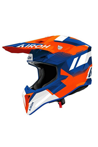 Airoh Wraap Vısıon Turuncu Mavi Parlak Motosiklet Kaskı