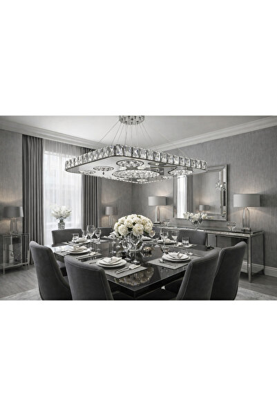 TREND 60LIK KARE İCİ DAİRE FORMU GÜMÜŞ MODERN KRİSTAL AVİZE