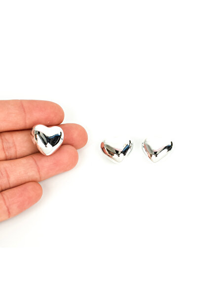 yfhobi 1 Adet - 17 mm Parlak Rodyum Kaplama Kalp Model İçten Delik Akrilik Ko...