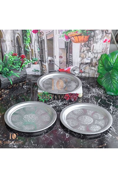 DMT COPPER HOME 20 cm Serving Presentation Tray 3 Pcs 430 Quality Chrome Stee...