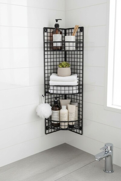 GO DEKOR Banyo ve Mutfak KÖŞE Rafı 3 Gözlü YENİ ölçü 83X20x18cm