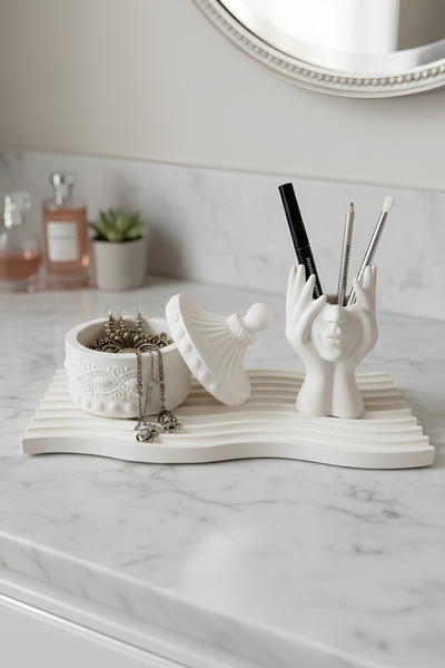 Elizovi مجموعة إكسسوارات ديكور منزلية فاخرة مكونة من 3 قطع - منظم متعدد الاست...