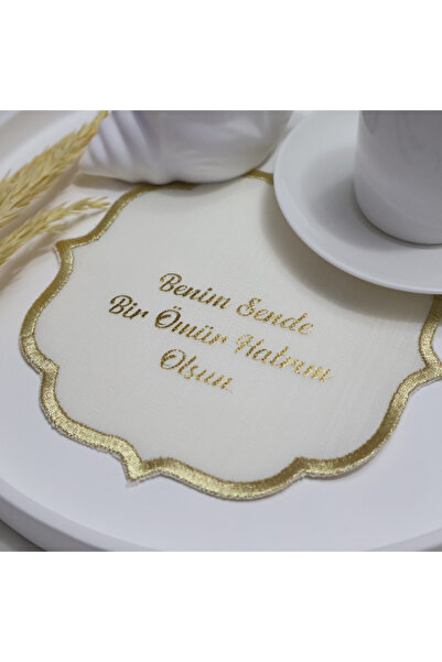 lafazan Gold Baskılı Söz Ve Nişanlarınız Için Damat Kahve Peçetesi