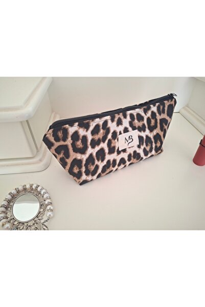 MB Leopard Print Pencil Case - Duck Linen - Single Compartment - Washable
