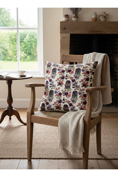 White Alamode Husă florală pentru casă, stil italian, cu design orizontal