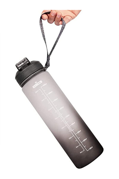 GENERAL Large 1-liter plastic water bottle with motivational quotes and time ...