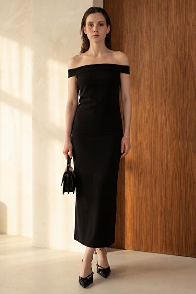 Hiccup MY FASHION Φόρεμα μάξι με σχισμή, εφαρμοστό στο σώμα και ανοιχτούς ώμους