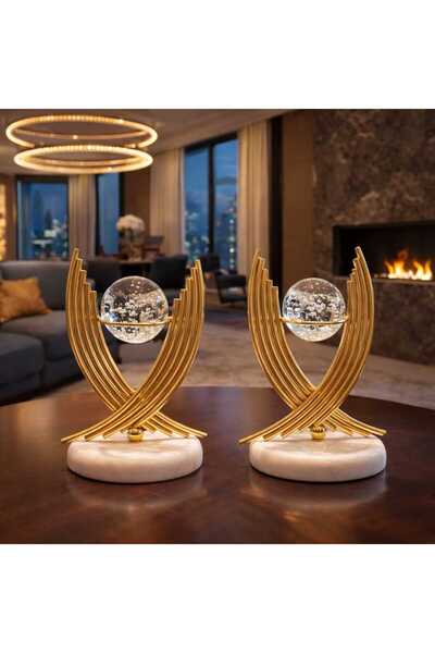 EMFA HOME 2'li kanat Küre mermer ayaklı Dekoratif Obje | Modern & Şık Ev Ofis...