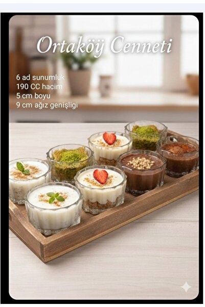 ORTAKÖYCENNETİ 6 ad Tülin sunum çerez tatlı pudıng kase 190 cc Hacim 5 cm boy...