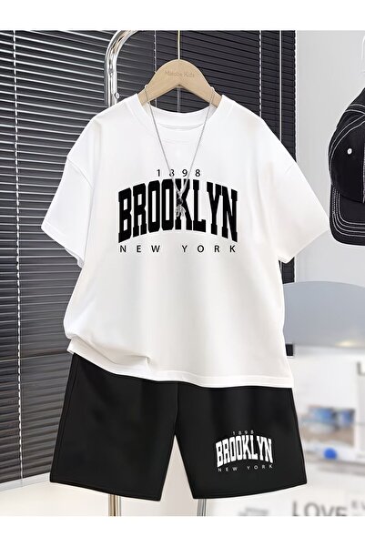 macklin Unisex Brooklyn 1898 Printed Special Design Oversize T-Shirt and Shor...