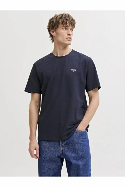 Jack & Jones Erkek Lacivert Jprblatyler Ss Tee T-shirt 12292383-Nightsky