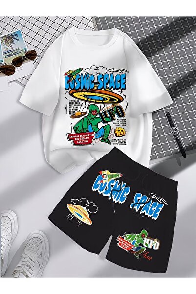 macklin Unisex Cosmic Space Printed Special Design Oversize T-Shirt and Short...